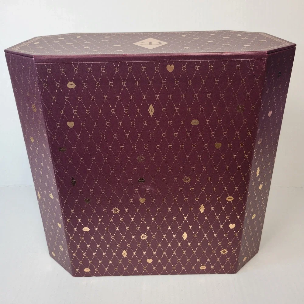 Charlotte Tilbury Advent Calendar 2023 Empty Jewelry Box Burgundy Gold Glam